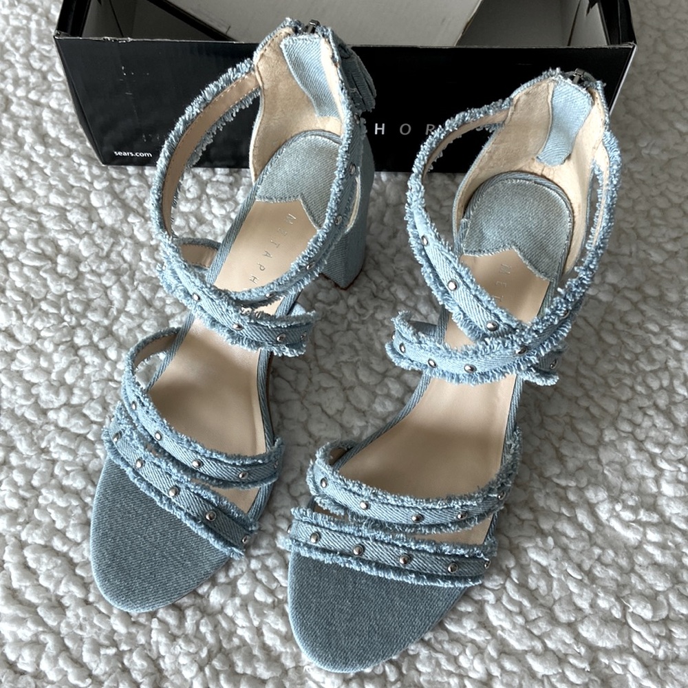 NIB - Metaphor Freesia Denim Heeled Sandals 8.5